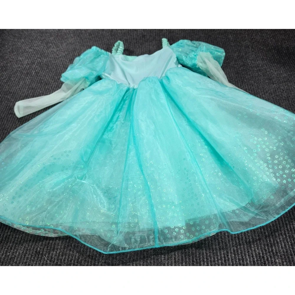 Disney Parks Ariel Costume Dress Kids Size 6 Turquoise Excellent Mermaid Gown